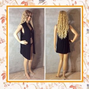 🍒 BOHO VEST MINI SLEEVELESS HI LO POCKETS MIDI